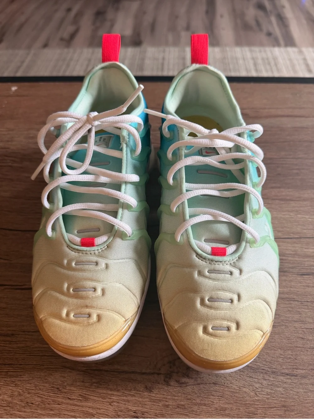 Gradient Aqua Green Athletic Sneakers with White Laces